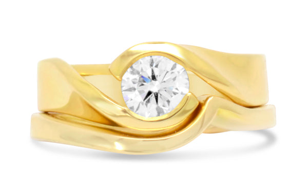 Gold Engagement ring wedding band set