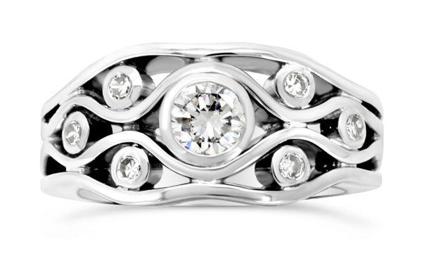 diamond platinum wave ring