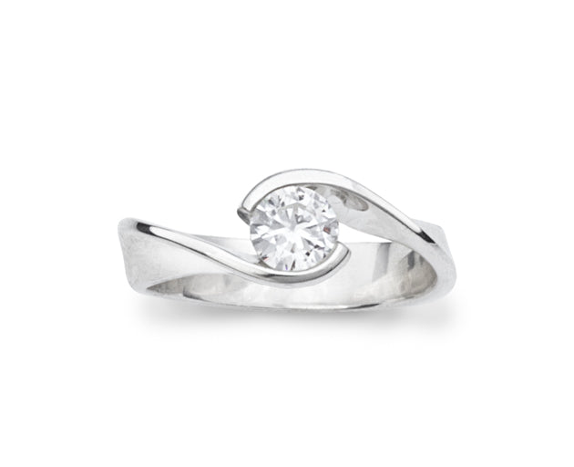 Engagement Ring Flat Twist 0.5ct Round Brilliant Cut Diamond