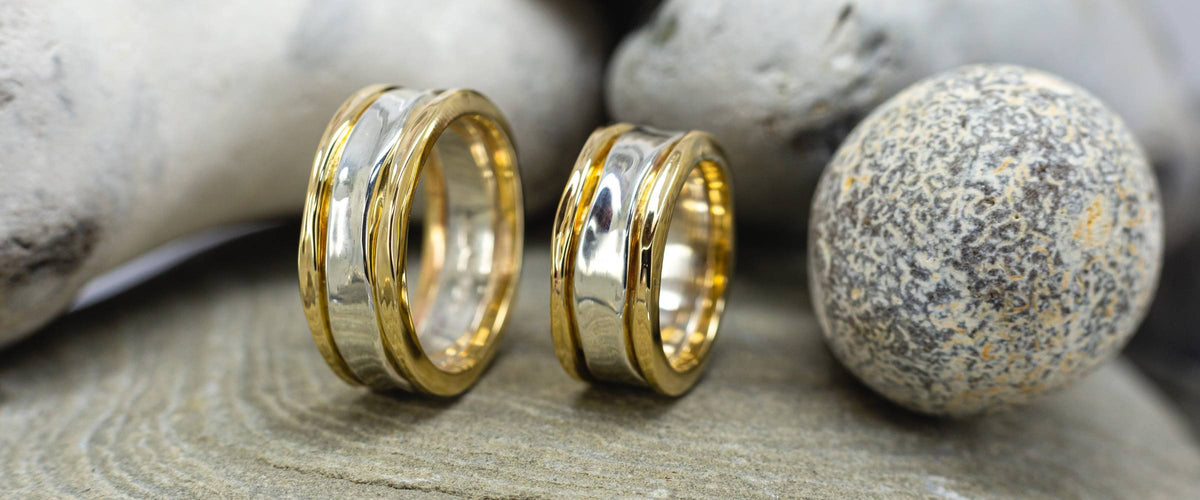 Mixed Metal Wedding Rings by Pruden and Smith