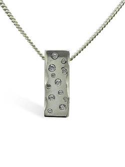 Carved Scattered Diamond Pendant Pendant Pruden and Smith 9ct White Gold  