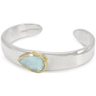 Aquamarine and Cabochon Solid Silver and Gold Cuff Bangle Bangle Pruden and Smith   
