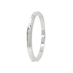Side Hammered Solid Silver Bangle (6mm) Bangle Pruden and Smith   