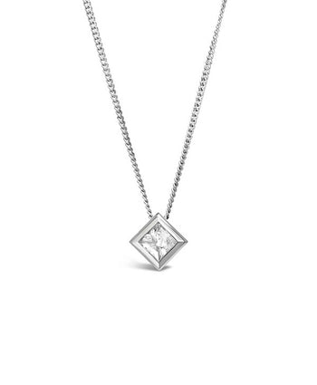Cube Princess Cut Diamond Platinum Pendant Pendant Pruden and Smith   