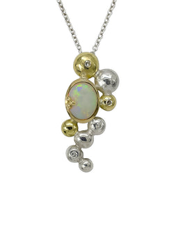 Diamond and Opal Silver and Gold Pendant Pendant Pruden and Smith   