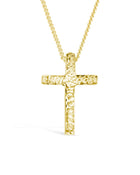Hammered Solid Gold Cross Pendant Pruden and Smith 15mm 9ct Yellow Gold 