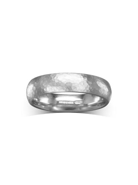 Handmade Hammered Platinum Court Wedding Ring (6mm) Pruden and Smith