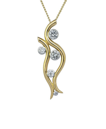 Spiky Water Bubbles Diamond 18ct Gold Pendant Pendant Pruden and Smith 18ct Yellow Gold &amp; White Gold Mix  