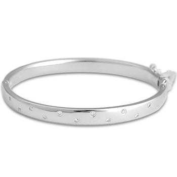 Hinged Solid Silver Diamond Bangle Bangle Pruden and Smith Zig-zag on one side  