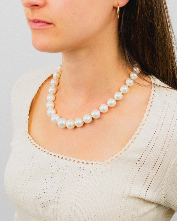 9ct Yellow Gold White Pearl Necklace Necklace Pruden and Smith