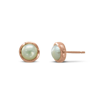 Wavy Edged 9ct Gold and Pearl Stud Earrings Earring Pruden and Smith 9ct Rose Gold  