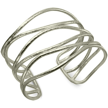 Six Strand Rough Solid 9ct Gold Cuff Bangle Bangle Pruden and Smith 9ct White Gold  