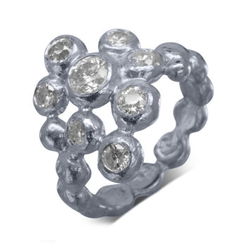 Nugget Diamond Cluster Ring Ring Pruden and Smith Platinum  
