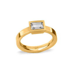 Emerald Cut Diamond Platinum Engagement Ring Ring Pruden and Smith 18ct Yellow Gold  