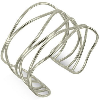 Six Strand Solid 9ct Gold Cuff Bangle (Wide) Bangle Pruden and Smith 9ct White Gold  