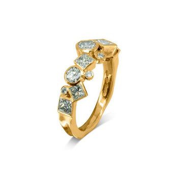 Water Bubbles Random Diamond Half Eternity Ring Ring Pruden and Smith 18ct Yellow Gold  