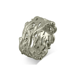 Wide Gold Seaweed Ring Ring Pruden and Smith 9ct White Gold  