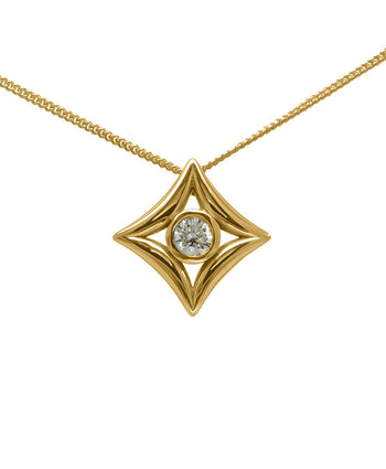 Spiky Square 9ct Gold Diamond Pendant Pendant Pruden and Smith 9ct Yellow Gold  