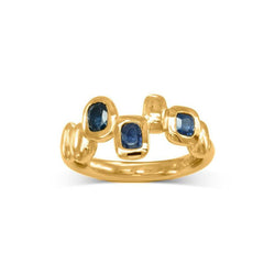 Pebble Sapphire 9ct Gold Half Eternity Ring Ring Pruden and Smith   