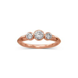 Dainty Trilogy Diamond 9ct Gold Engagement Ring Ring Pruden and Smith 9ct Rose Gold  