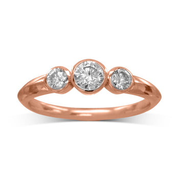 Dainty Trilogy Diamond 9ct Gold Engagement Ring Ring Pruden and Smith 9ct Rose Gold  