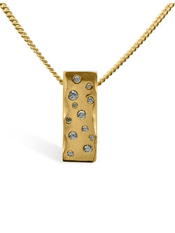 Carved Scattered Diamond Pendant Pendant Pruden and Smith 9ct Yellow Gold  