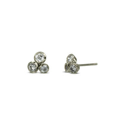 Gold Diamond Trefoil Stud Earrings (0.5ct) Earring Pruden and Smith 9ct White Gold  