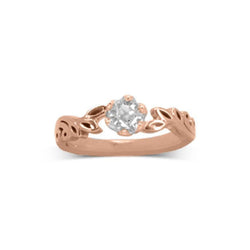 Vintage Leaf Diamond Engagement Ring Ring Pruden and Smith 18ct Rose Gold using own centre diamond 