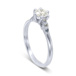 Claw Set Crescent Moon Diamond Engagement Ring Ring Pruden and Smith 0.35ct (4.5mm) Platinum 