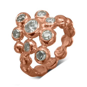 Nugget Diamond Cluster Ring Ring Pruden and Smith 18ct Rose Gold  