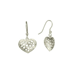Pierced Heart Drop Earrings Earring Pruden and Smith 9ct White Gold  