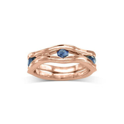 Side Hammered Birthstone Eternity Ring Ring Pruden and Smith December-Blue Topaz 9ct Rose Gold 