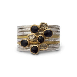 Gold Black Spinel Stacking Ring Ring Pruden and Smith   