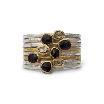 Gold Black Spinel Stacking Ring Ring Pruden and Smith   