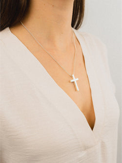 Hammered Solid Silver Cross Pendant Pruden and Smith   