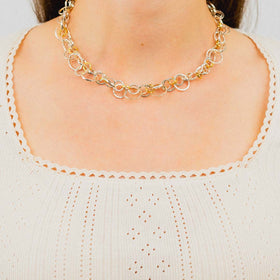 Hammered Two Tone Chain Necklace Necklace Pruden and Smith   