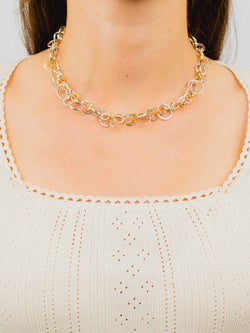 Hammered Two Tone Chain Necklace Necklace Pruden and Smith   