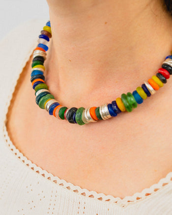 African Recycled Glass Bead Necklace Necklace Pruden and Smith   