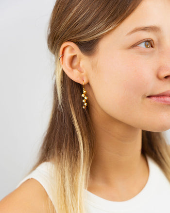 Nugget Yellow Gold Multi Diamond Drop Earrings Earring Pruden and Smith   