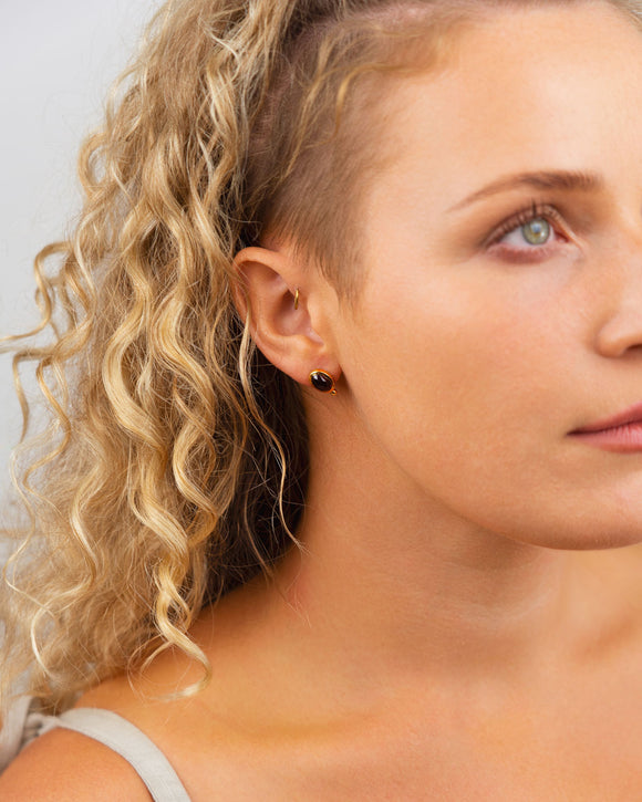 Roman Tourmaline Stud Earrings (Green) Earrings Pruden and Smith on Model