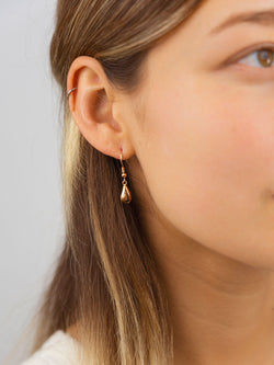 Teardrop Hammered Yellow Gold Drop Earrings Earring Pruden and Smith   