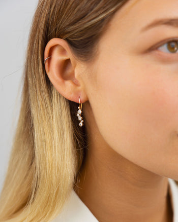 Water Bubbles 2ct Diamond Drop Earrings on model Earring Pruden and Smith   