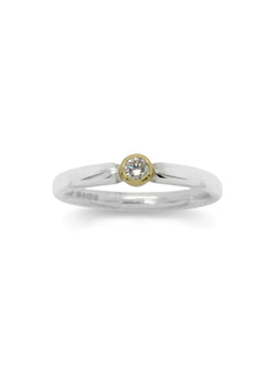 Dainty Silver and Yellow Gold Diamond Ring Ring Pruden and Smith   