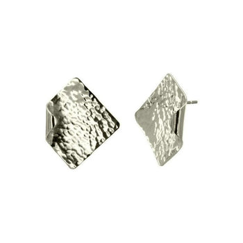 Hammered Square 9ct Gold Stud Earrings Earring Pruden and Smith 12mm 9ct White Gold 