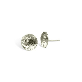 Hammered Round Gold Bead Stud Earrings Earring Pruden and Smith 9ct White Gold  