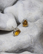 Citrine Rough Chunk Silver Earstuds Earstuds Pruden and Smith   