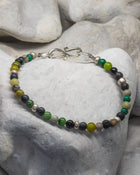4mm Gemstone Bead and Silver Nugget green Mix Bracelet  Pruden and Smith   