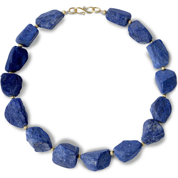 Lapis Lazuli Solid 9ct Gold Nugget Necklace Necklace Pruden and Smith   