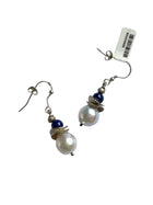 Lapis Lazuli and Pearl Drop Earrings Earring Pruden and Smith   