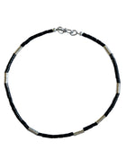 Black Onyx and Silver Tube Necklace  Pruden and Smith   